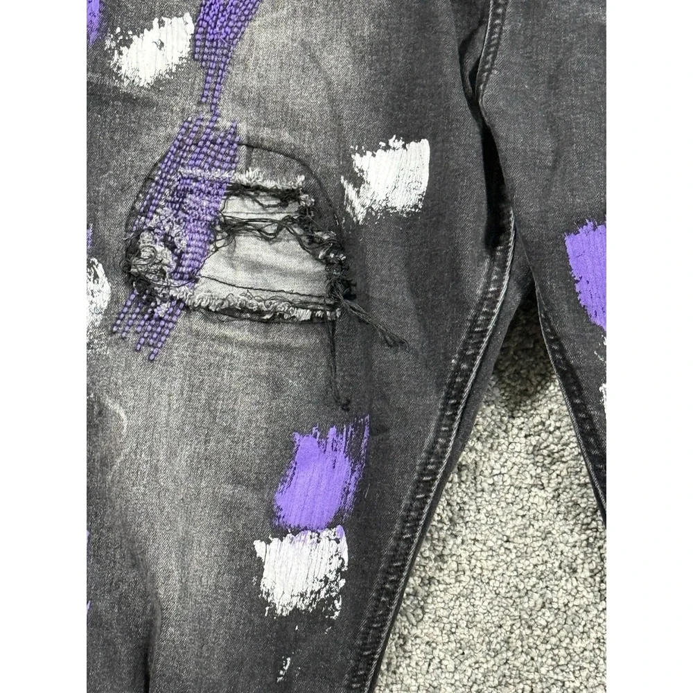 Switch Remarkable Men's Black Distressed Jeans Paint Splatter 40x32